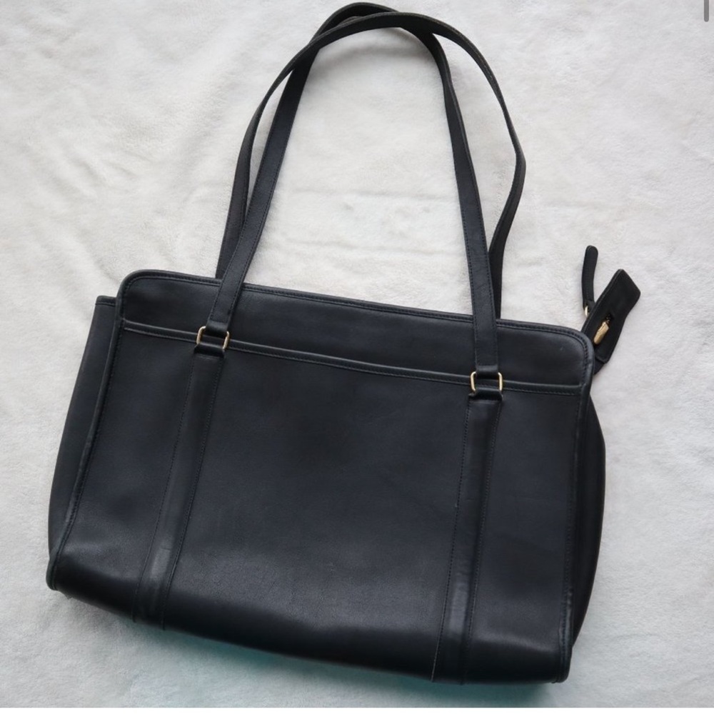 Black Leather Commuter Work Laptop Bag Purse
